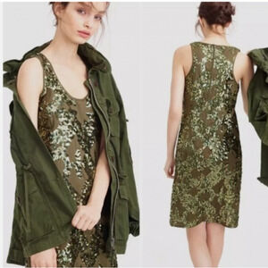 J.Crew 10 Sleeveless Sequin Mini Shift Dress emerald Green Party Cocktail C11